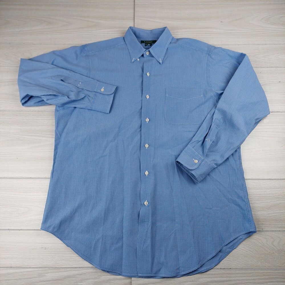 Lauren Ralph‎ Lauren Shirt Mens 16 32/33 Long Sleeve Button Down Gingham Check